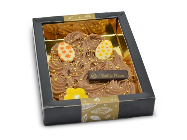 Chocolade paasei klein gespoten